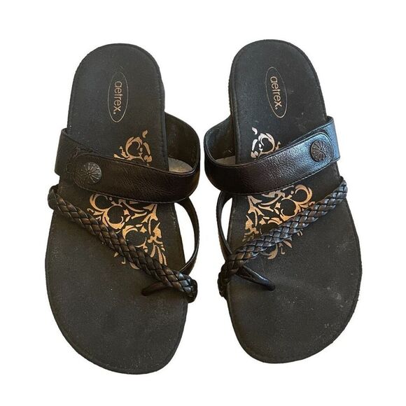 Aetrex Black Women's Sandals - Picture 1 of 5